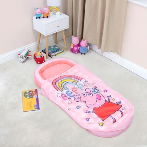 Lit gonflable bébé Peppa Pig 2 en 1 – Matelas 130x61cm – Épaisseur 17cm – Sac de couchage intégré – Housse lavable en machine – Character World (1/4)