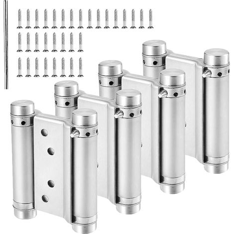 Lot de 4 charnière paumelle portes va-et-vient ressort double action acier inoxydable saloon western, 75 mm (Charge Jusqu'à 15kg) (1/5)