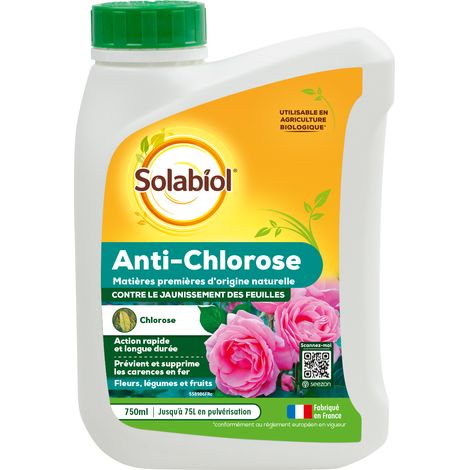 SOLABIOL Anti Chlorose Catalfer - 750ml - Jusqu'à 75L En Pulvérisation - Contre Le Jaunissement Des Feuilles - Convient Pour Les Fleurs Légumes & Fruits SOCAT750N (1/2)