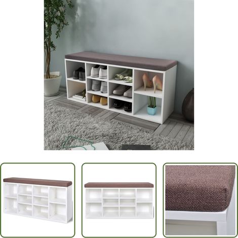 Schuhbank - Schuhschrank Schuhbank Sitzbank 10 Fächer weiß (1/5)