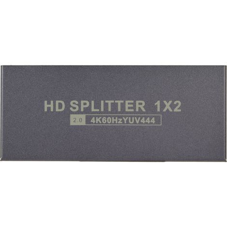 Répartiteur multimédia HD 1x2 4K 60 Hz 18G HDCP2.2 RGB444 1 entrée 2 sorties, répartiteur multimédia HD 2.0, prise britannique 100-240 V (1/5)