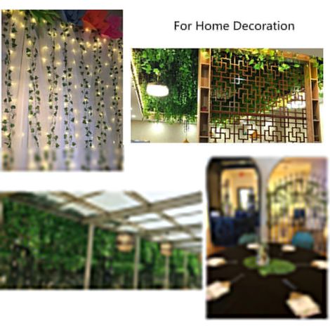 Plantes Artificielles avec Guirlande Lumineuse LED à Feuilles Vertes - Décoration pour Maison et Mariage, Fonctionne sur Piles