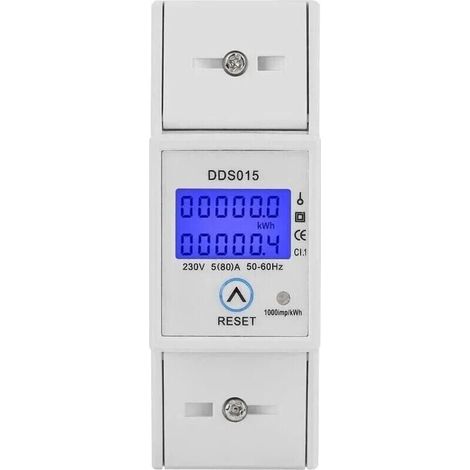 1 pièce 5-80A 230V 50Hz compteur d'énergie électrique monophasé rétroéclairage LCD, DDS015 compteur d'énergie électrique monté sur rail DIN, compteur d'énergie électrique Watt (1/5)