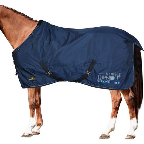 162 cm, Blu: Coperta da paddock impermeabile imbottita 400 g e tessuto esterno 1000 denari modello Turnout Strong