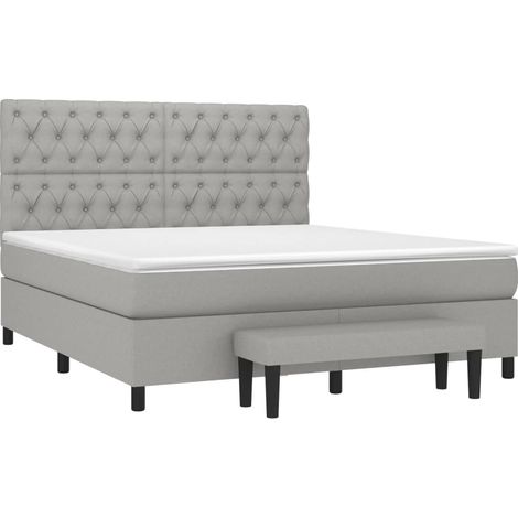 vidaXL Sommier à lattes de lit avec matelas Gris clair 160x200cm Tissu (1/5)
