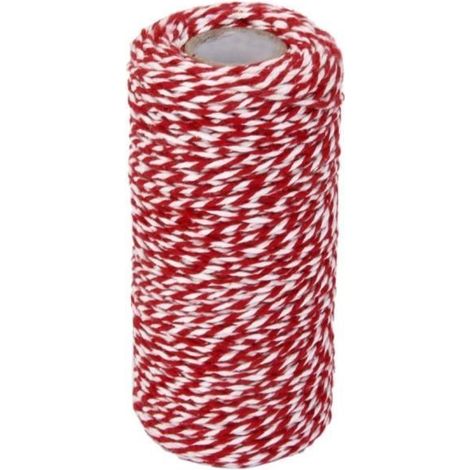 100m Cordon de Coton Ficelle Décoraion pour Emballage Cadeau Artisanat - Rouge et Blanc (1/4)