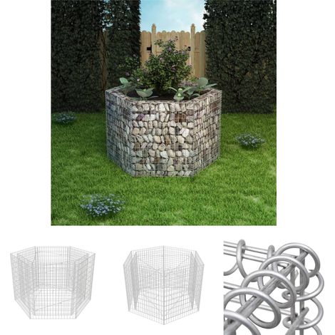 The Living Store Sechseckiges Gabionen-Hochbeet 160×140×100 cm -  Blumentöpfe & Pflanzgefäße (1/5)