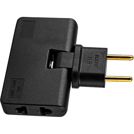 Rotate EU Plug Converter 3 in 1 180 Degree ,Black-- (1/5)