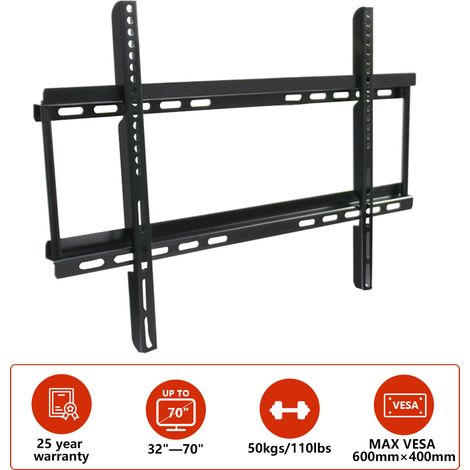 32"-70" Fixed TV Wall Bracket For LED LCD Plasma & Curved Screens - VESA 600x400mm (1/5)