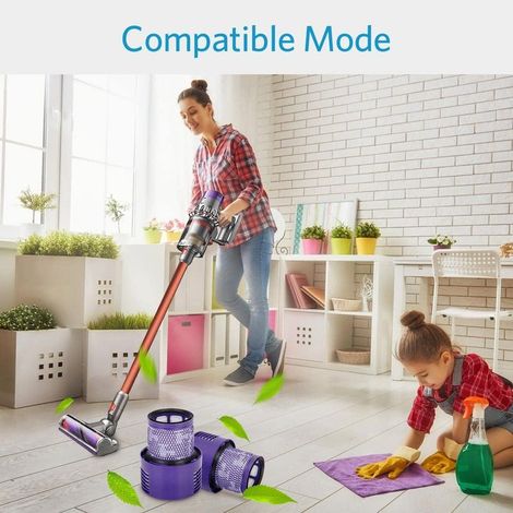 2 Paquet Lavables Réutilisables Filtre de Remplacement pour Dyson V10 Cyclone Animal Absolute Motorhead Total Clean Pro Extra Aspirateur Sans Fil avec Brosse de nettoyage (1/4)