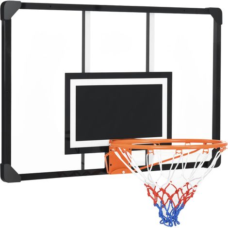 Panier de basket mural acier polycarbonate noir transparent – Installation facile avec vis incluses – Dimensions 113x73cm (1/5)