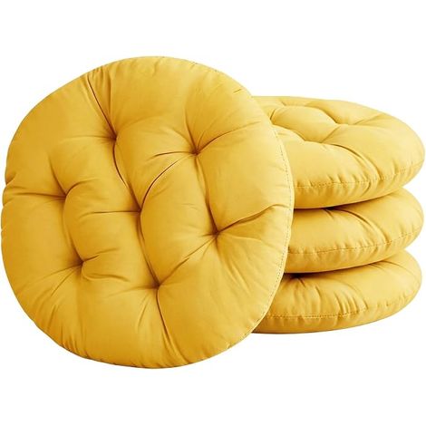 40 cm, Comfortable Round Seat Cushion, Kitchen Chair Cushions, for Kitchen, Garden, Dining Room, Living Room, Study Room (Yellow) (1/5)