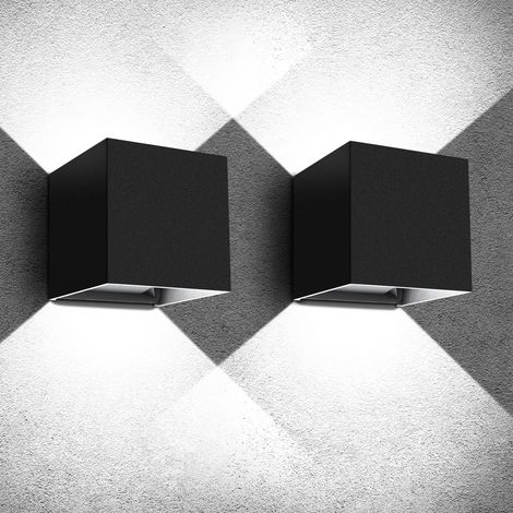 Paquete de 2 Apliques de Pared LED 12W – Iluminación arriba/abajo, IP65, luz blanca fría 6500K