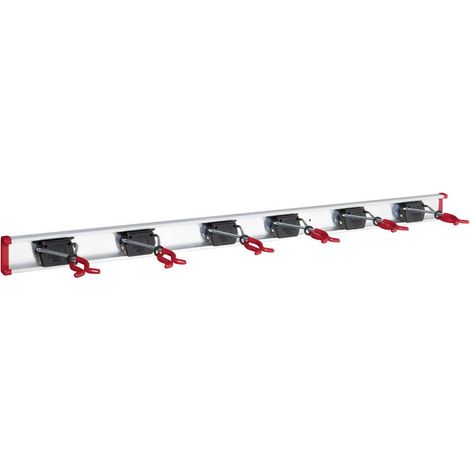 Barre de rangement pour 6 outils – Plage de serrage jusqu'à 50 mm – Support pour appareils jusqu'à 10 kg – Longueur 1 m – Bruns