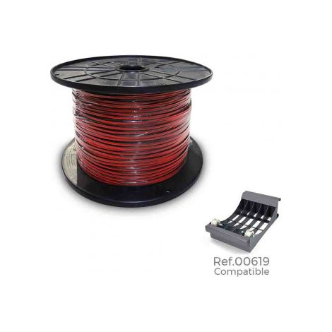 CARRETE CABLE PARALELO (AUDIO) 2x1,5mm ROJO/NEGRO 500m - BOBINA GRANDE Ø400x200mm. Ideal para instalaciones de audio, ofrece alta calidad y resistencia. ¡Potencia tu sonido ahora