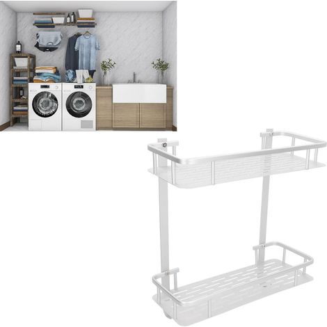 Doppellagiges, mattes Aluminium-Badezimmerregal, wandmontierter Handtuchhalter (1/5)