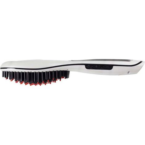 BEPER 40.926 2-in-1 Haarglättungsbürste, Keramik, Ionentechnologie, LCD-Display, einstellbare Temperatur, 360°-Drehkabel, für seidig glattes Haar ohne Frizz, Schwarz-Weiß (1/5)