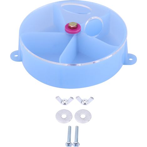 Jouet distributeur de nourriture pour oiseaux avec roue et compartiments, jouet d’activité pour perroquets en plastique bleu, 5 compartiments, résistant aux morsures (1/5)