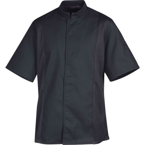 Giubbotto da cucina unisex Robur Siaka a maniche corte con collo in spugna Nero L