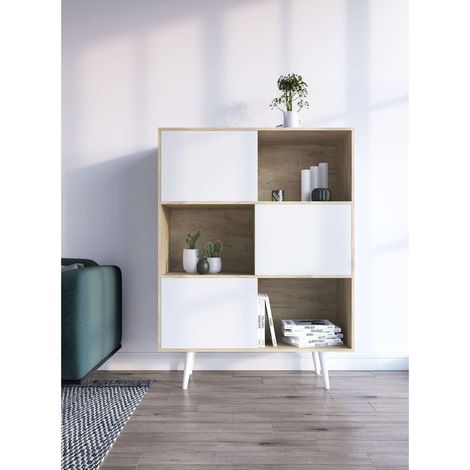 Aparador 3 puertas modelo-881 acabado roble/blanco, 131cm(alto) 101cm(ancho)  30cm(fondo). (1/4)