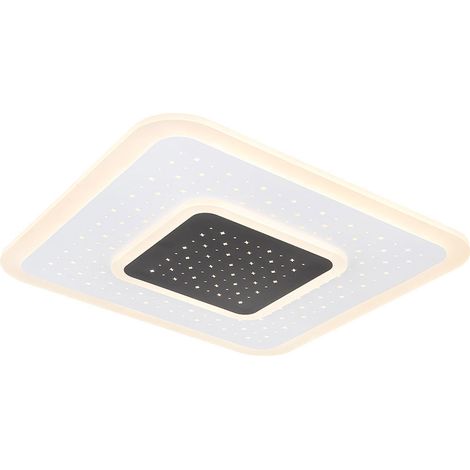 LED Deckenleuchte mit Fernbedienung Deckenlampe dimmbar Schlafzimmerleuchte Sterneneffekt weiß, Nachtlicht Memoryfunktion, 1x 47W 2157Lm 2700-6000K, LxBxH 46x46x5,5