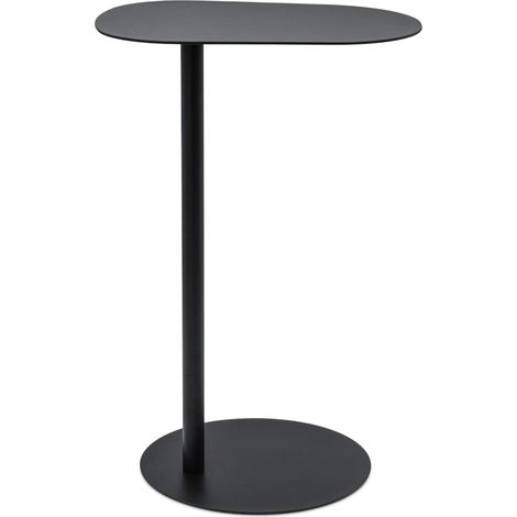 Metall Beistelltisch oval schwarz matt - 35 x 25 cm - Couchtisch im Bistrotisch Design - Wohnzimmertisch Dekotisch