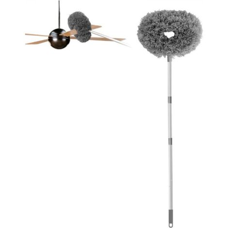 Ceiling fan cleaning duster, 1.44 m, reusable, microfiber, removable, with adjustable extension (Grey) (1/5)