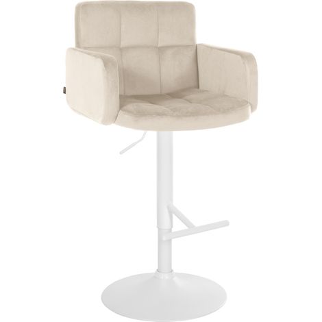 Barhocker Los Angeles Samt creme weiß