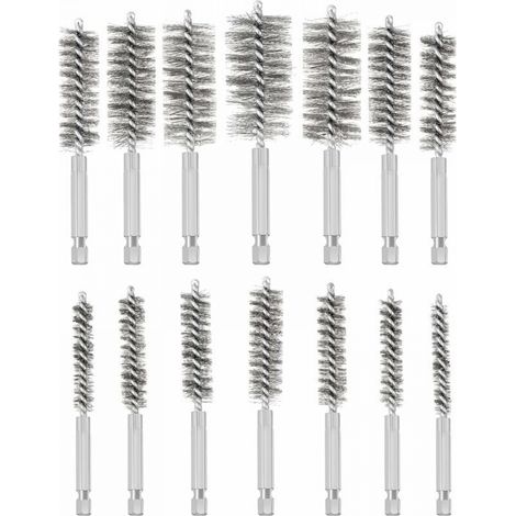 Brosse Metallique pour Perceuse, 14 Pièces Brosse de Trou en Acier Inoxydable, Différentes Tailles Brosse de Nettoyage en Acier Inoxydable pour éliminer Vieille Peinture et Rouille (1/5)