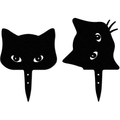 Gartenstecker „Hüpfende Katze vom Bauernhof“, schwarze Silhouette, Gartenstecker für den Rasen im Freien