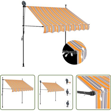 Handbetriebene Markise - Einziehbare Markise Handbetrieben mit LED 100 cm Gelb und Blau (1/5)