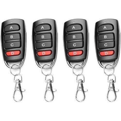 Télécommande universelle 4 boutons 433 MHz – Duplicateur pour porte de garage – Portée 10 m – Compatible avec plusieurs marques