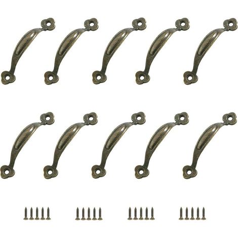 CCYKXA 10 Stück Retro-Möbelgriffe, Türknöpfe, von Mitte zu Mitte gezogen, rustikale Zinklegierung für Küchen-, Scheunentor-, Gartenhaus-, Holzschrank- und Schubladen (80 mm)