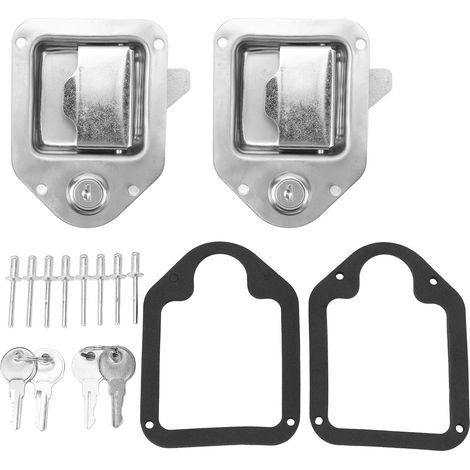 Ortviai Serrure à levier pour coffre à outils – 2 pièces en acier inoxydable avec 4 clés – Convient pour camion, remorque, UTV, ATV (1/5)
