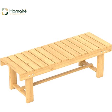 HOMAIRE Banc de jardin 2 places en bois massif, waterproof et durable, pour balcon, jardin et terrasse, couleur naturelle (1/5)