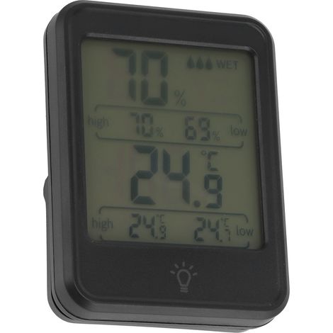 Thermomètre-hygromètre numérique MC41 avec écran LCD rétroéclairé, noir (1/5)