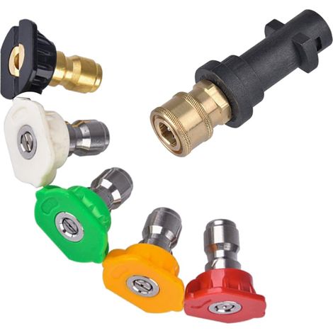 Adaptateur de pistolet pour nettoyeur haute pression Kärcher K2 K3 K4 K5 K6 K7 – Raccord femelle 1/4' à connexion rapide – 5 buses de pulvérisation (1/5)
