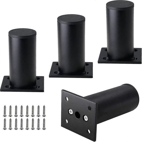 Ensemble de 4 pieds de meubles, 7,6 cm (3 pouces), pieds de meuble réglables en alliage d'aluminium, pieds de support ronds en métal pour canapé, adaptés aux cuisines, tables, armoires, etc. (1/5)