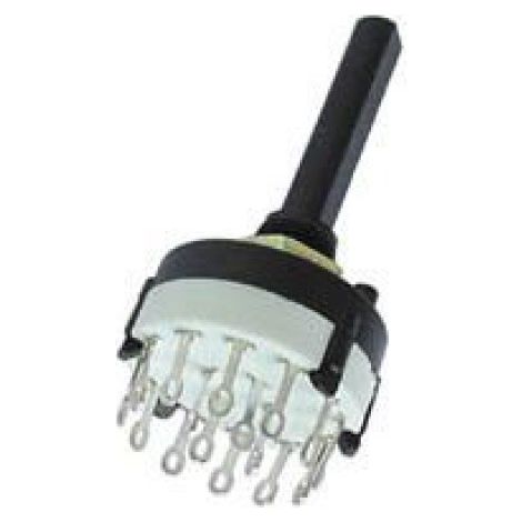 Commutateur Rotatif - 4 Circuits 3 Positions Type C - Montage CI - Ø6 mm - 50 V 0.3 A - 10000 Cycles