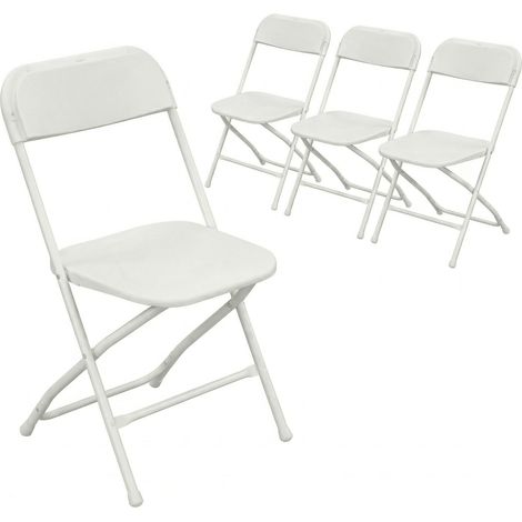 Purity - Set aus 4 Klappstühlen 45x80x43 cm für Camping, Wohnzimmer, Küche, klappbar aus weißem Harz
