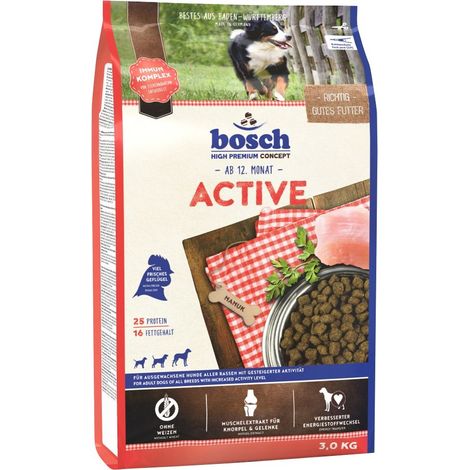 Bosch Active Trockenfutter für aktive Hunde Adult 3 kg mit Geflügel Trockenfutter (1/3)
