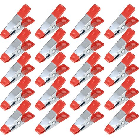 20 robuste, 5 cm lange Metall-Federklemmen mit Klebeköpfen, ideal für Holzarbeiten, Camping, Renovierungen und Fotografie. Farbe: Rot.