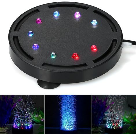 Diffuseur d'oxygène pour aquarium, diffuseur d'air pour aquarium, éclairage LED RGB, décoration d'aquarium, 125 mm (1/5)