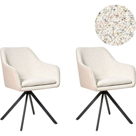 Set of 2 Dining Chairs LITHIA Boucle Light Beige (1/5)