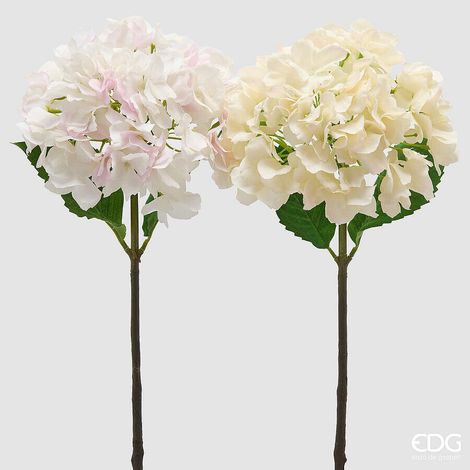 EDG Enzo De Gasperi Ortensia Ramo con Foglie Ass. H 50 Cm Pianta Artificiale Rosa o Bianco 1 Pz