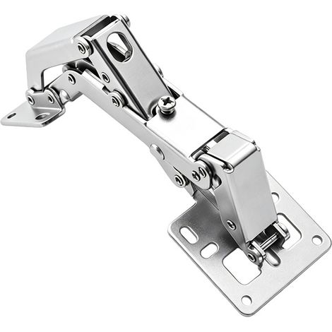 Charnière grand‑angle 170° hydraulique à fermeture douce, sans coupelle, pour porte armoire cuisine placard, avec vis de fixation (1/5)