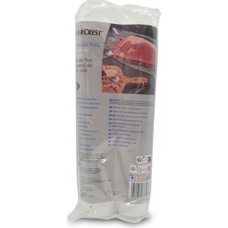 [Lot de 2] - SILVERCREST - Rouleaux de film pour appareil de mise sous vide - 28cm - Sans BPA - Compatible cuisson sous vide - Voir photos (1/4)