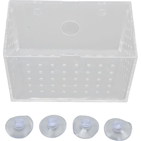 Boîte d'élevage de poissons en acrylique haute transparence avec ventouses pour alevins de poissons, crevettes et poissons-clowns 14 x 8 x 9 cm / 5,5 x 3,1 x 3,5 pouces (1/5)