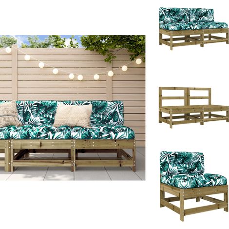 vidaXL Canapés centraux avec coussins 2 pcs bois de pin imprégné (1/5)