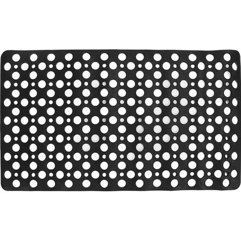 TPE antidérapant tapis de bain noir 29x16 pouces, avec trous d'évacuation, pour douche, baignoire, spa, salle de sport, antidérapant et drainant. (1/5)